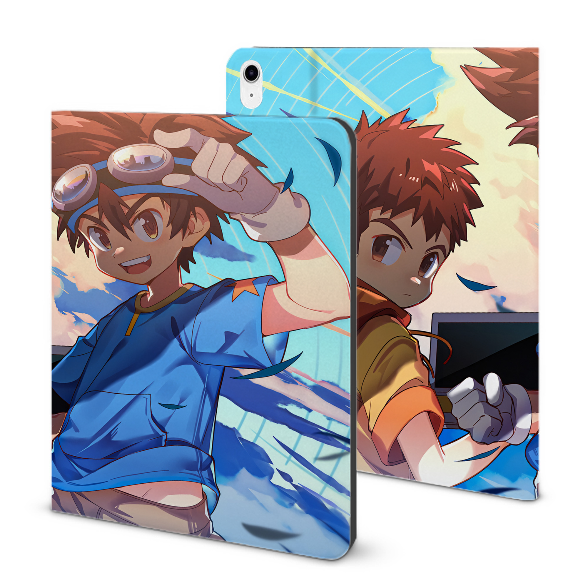 （画像用） Digimon デジタルモンスター/デジモン IPad ケース ブック型 PUレザー TPU 耐衝撃 軽量 薄型 ペン収納なし 全面保護 IPad 各モデル対応
